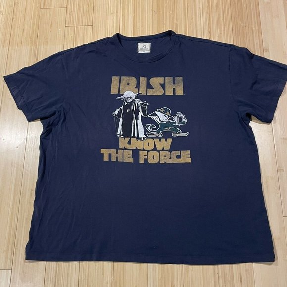 NOTRE DAME T Shirt Womens 3X Irish Know The Force Yoda Tailgate Clothing Company - Picture 1 of 4